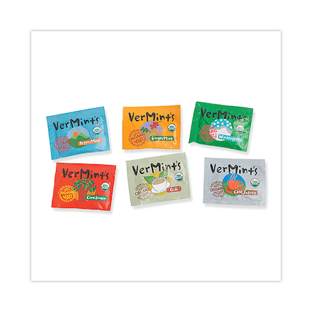 Vermints Organic Mints/Pastilles, Assorted Flavors, 2 Mints/0.7 oz Individually Wrapped, 120PK VNT00991